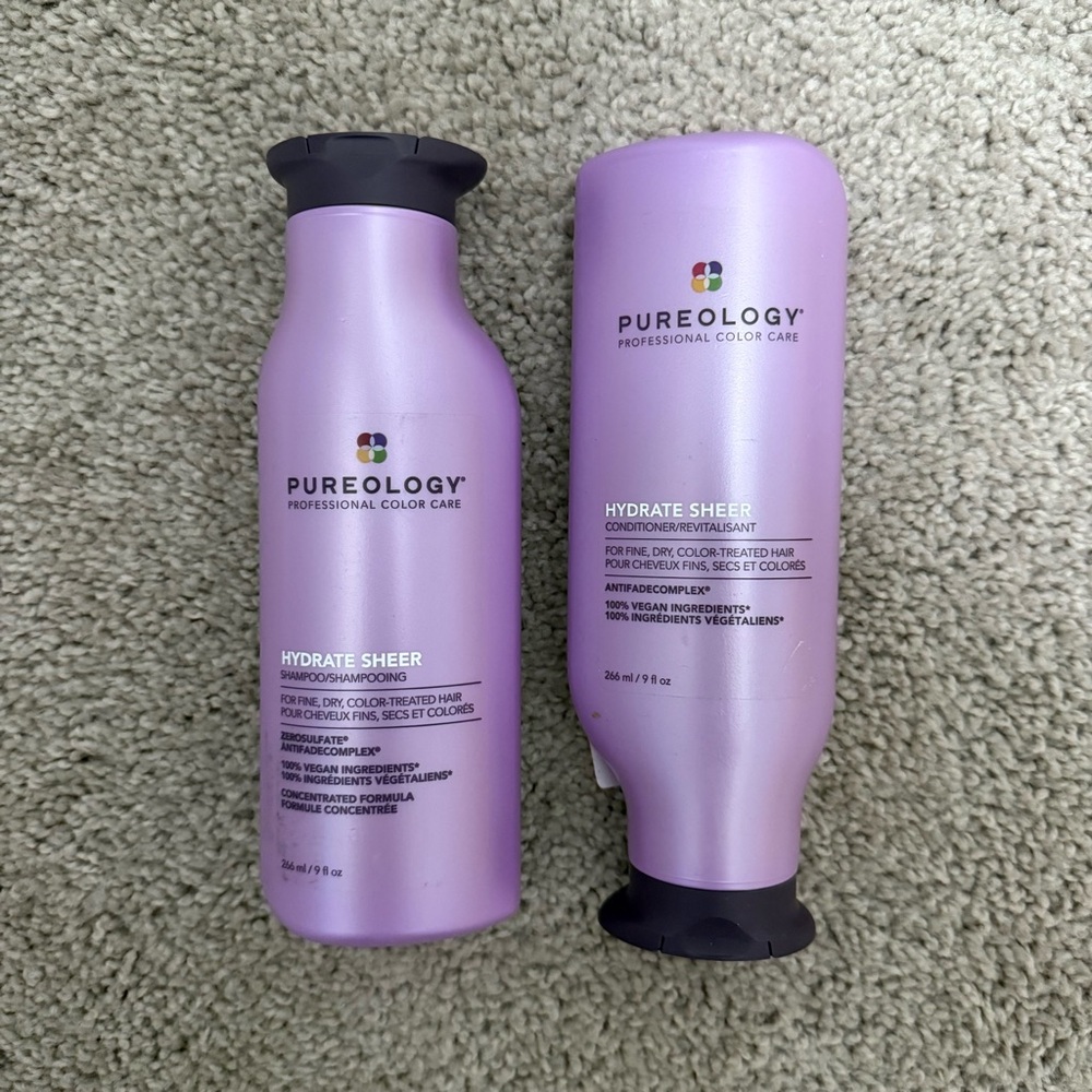 Pureology Hydrate Sheer Nourishing Shampoo & Conditioner Set Hair Treatment NEW